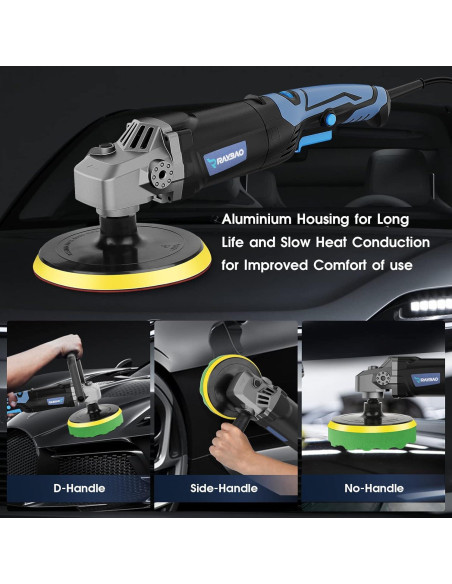 Pulidor RAYBAO 1200W Rotativo 6/7" Velocidad 1600-3500RPM