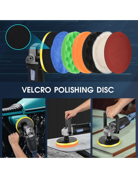 Pulidor RAYBAO 1200W Rotativo 6/7" Velocidad 1600-3500RPM