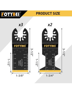 Hojas de sierra oscilante FOTYBEI 5 piezas titanio 3,49 y 4,45 cm 2