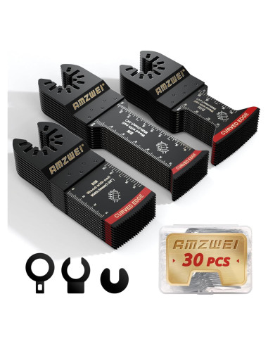 30 Cuchillas Bi-Metal AMZWEI para Multiherramienta 3 Tipos