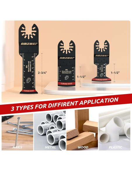 30 Cuchillas Bi-Metal AMZWEI para Multiherramienta 3 Tipos