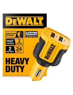 Cargador de coche USB DEWALT 24W 2 puertos carga rápida