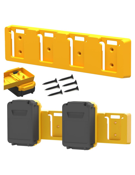 Soporte de Batería DeWalt 20V Amarillo para 4 Baterías Soporte de Batería DeWalt 20V Amarillo para 4 Baterías