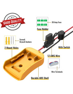 Adaptador de Batería Dewalt 20V con Fusible y Cable 12AWG 2