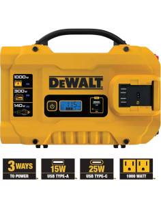 Inversor DEWALT DXAEPIP3W 1000W 3 Salidas USB y CA 2