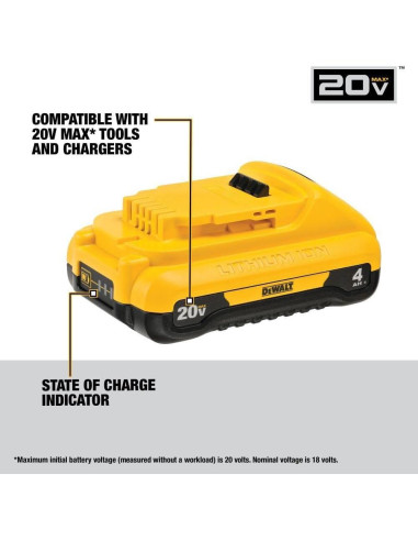Batería de Litio Ión 4Ah 20V DEWALT DCB240 - Compacta