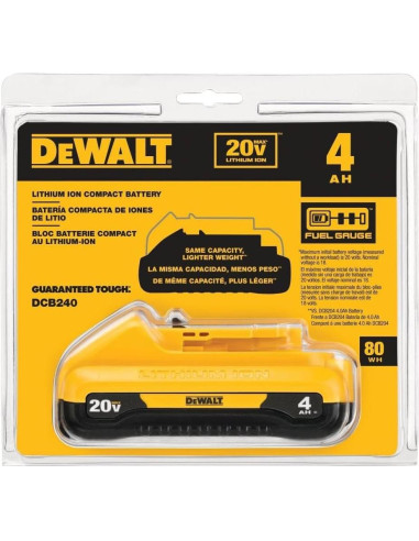 Batería de Litio Ión 4Ah 20V DEWALT DCB240 - Compacta