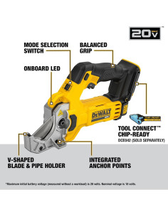 Cortador de Tubos de Plástico DEWALT 20V MAX DCE180B 2.64 kg 2