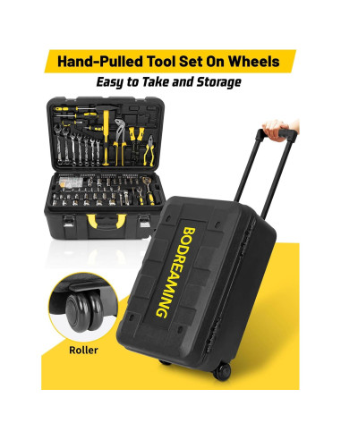 Juego de herramientas 318 piezas Bodreaming con maleta y ruedas