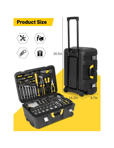 Juego de herramientas 318 piezas Bodreaming con maleta y ruedas