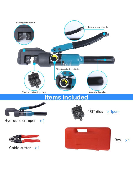 Crimpadora Hidráulica Muzata CK12 + Cortador de Cable 30 cm