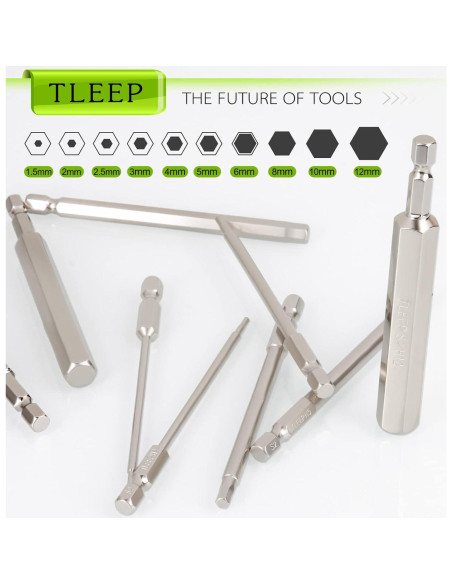 Juego de Brocas Hexagonales Allen TLEEP 10 Piezas 12mm a 1.5mm