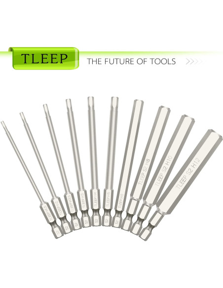 Juego de Brocas Hexagonales Allen TLEEP 10 Piezas 12mm a 1.5mm