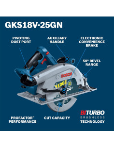 Sierra Circular BOSCH GKS18V-25GN 18V 7-1/4" Sin Escobillas 2