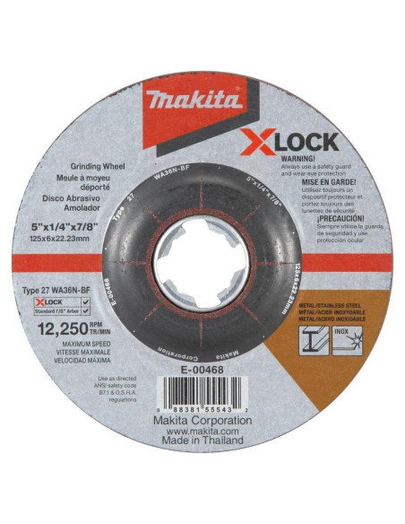 Disco Abrasivo Makita E-00468 X-Lock 125mm Grano 36 Metal Disco Abrasivo Makita E-00468 X-Lock 125mm Grano 36 Metal