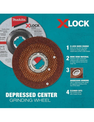 Disco Abrasivo Makita E-00468 X-Lock 125mm Grano 36 Metal