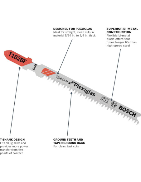Sierra de Calar Bosch T102BF 3 Piezas para Plexiglás