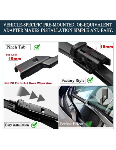 Cuchillas de Limpiaparabrisas OEM AUTOBOO para Chevy Silverado y GMC Sierra 2014-2018 - Juego de 2