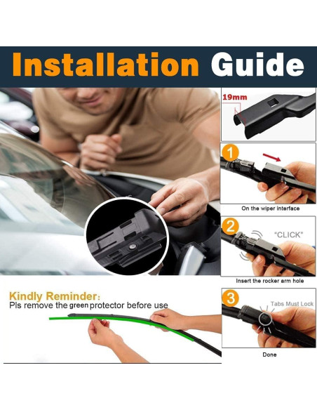 Cuchillas de Limpiaparabrisas OEM AUTOBOO para Chevy Silverado y GMC Sierra 2014-2018 - Juego de 2