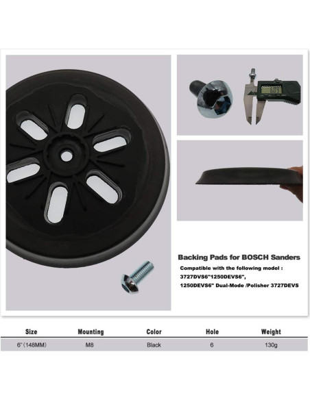 Pad de Lijado 15.24cm Poweka Compatible con Bosch 1250DEVS