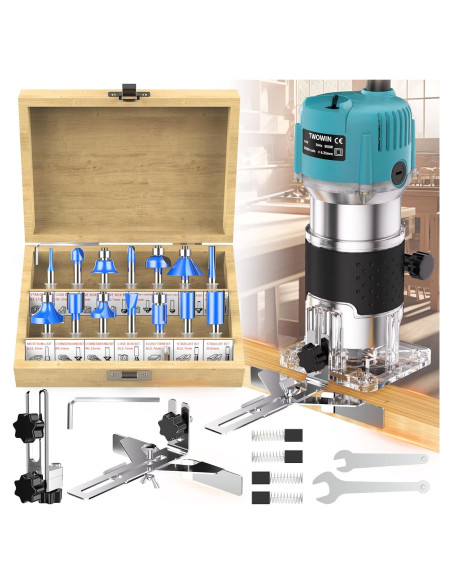 Router Compacta TwoWin 800W 1.25hp con 15 Brocas
