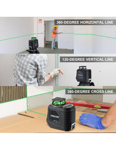 Nivel láser Firecore G30 con trípode y línea verde 360
