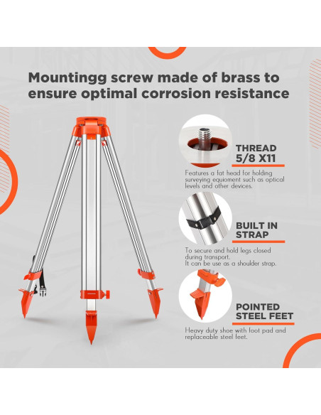 Trípode de Aluminio Saysurey para Nivel Láser 90-150 cm