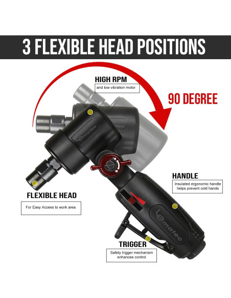 Amoladora Neumática LE LEMATEC LE-G2543R 20,000 RPM 0.68 kg