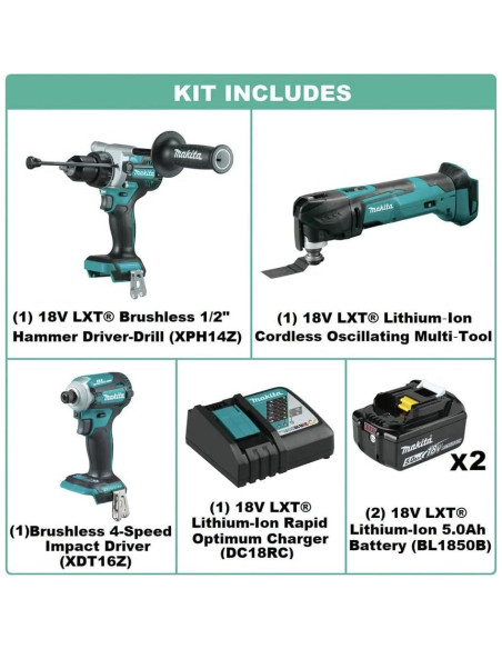 Makita XT288T 18V LXT Herramienta Multiuso Oscilante y Taladro