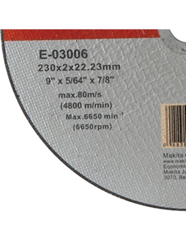 Disco de Corte Delgado Makita E-03012 23 cm INOX 36 Grano