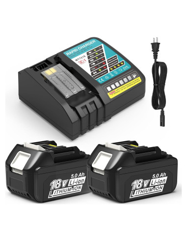 2 Baterías 5000mAh 18V y Cargador Makita BL1850B MT7218