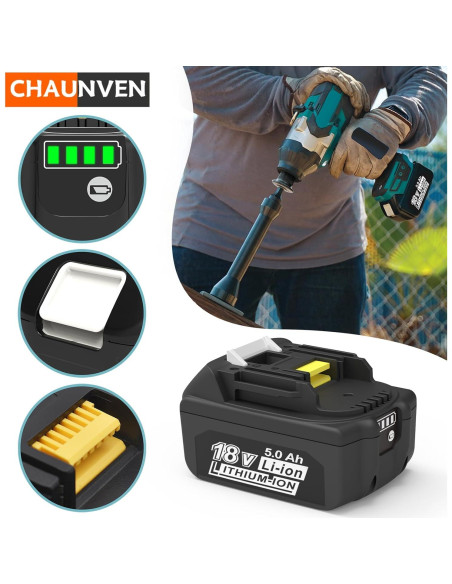 2 Baterías 5000mAh 18V y Cargador Makita BL1850B MT7218