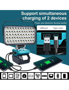 Luz de trabajo LED Fiihio 6800LM para baterías Makita 18V 2