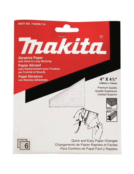 Papel Abrasivo Makita 742531-0 Grano 150 Paquete de 5 Papel Abrasivo Makita 742531-0 Grano 150 Paquete de 5
