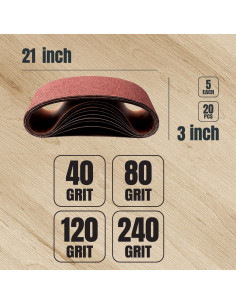 Cintas de Lijado 3x53 cm POWERTEC 40-240 Granos + Stick 2