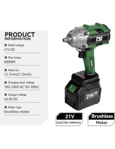 Llave de Impacto Inalámbrica Prostormer 800Nm 21V 2 Baterías 2