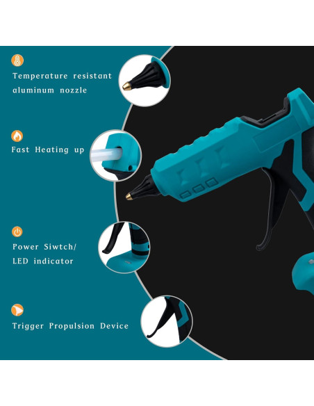 Pistola de Pegamento Inalámbrica Eastyle 100W 18V con 20 Barras Pistola de Pegamento Inalámbrica Eastyle 100W 18V con 20 Barras