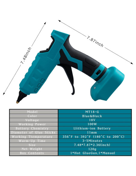 Pistola de Pegamento Inalámbrica Eastyle 100W 18V con 20 Barras Pistola de Pegamento Inalámbrica Eastyle 100W 18V con 20 Barras