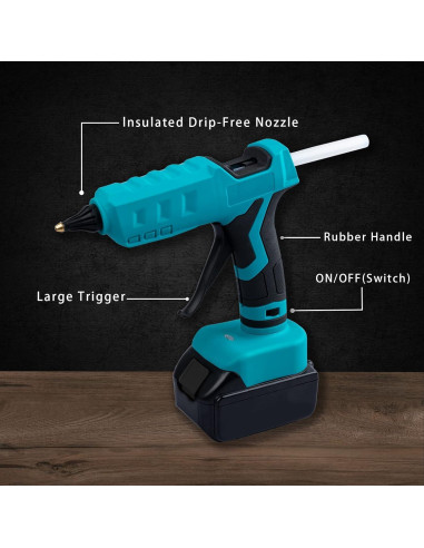 Pistola de Pegamento Inalámbrica Eastyle 100W 18V con 20 Barras