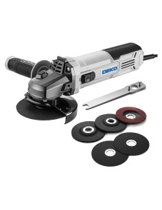 Amoladora Eléctrica DEKOPRO 115mm 900W con Discos y Mango