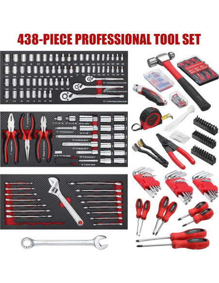 Juego de Herramientas ARUCMIN 438 Piezas Caja 3 Cajones