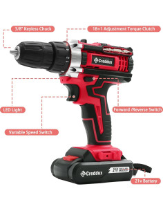 Taladro Inalámbrico Creddux 21V con 84 Accesorios 2