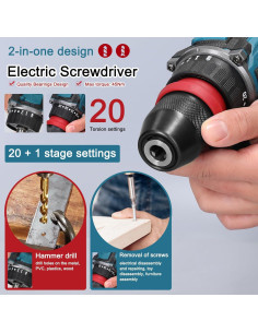 Taladro Combinado Mulcort 18V 2en1 con 2 Baterías 1.3AH 2