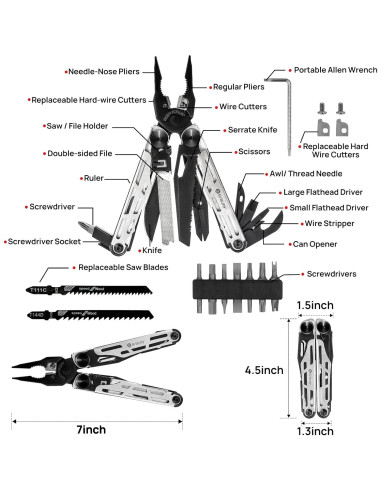 Multiherramienta BIBURY 31 en 1 Plegable con Accesorios