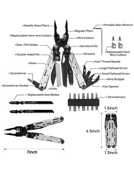 Multiherramienta BIBURY 31 en 1 Plegable con Accesorios