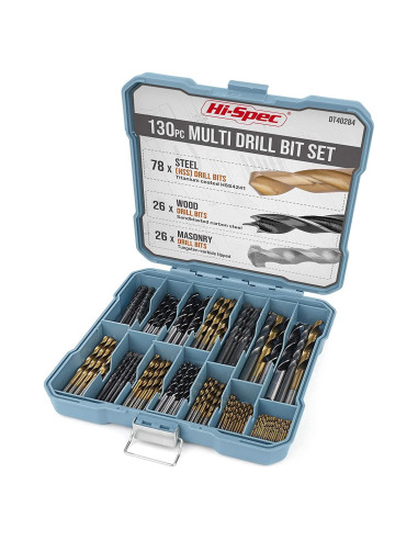 Juego de Brocas Hi-Spec 130pc 11 Tamaños 1.59mm a 9.53mm