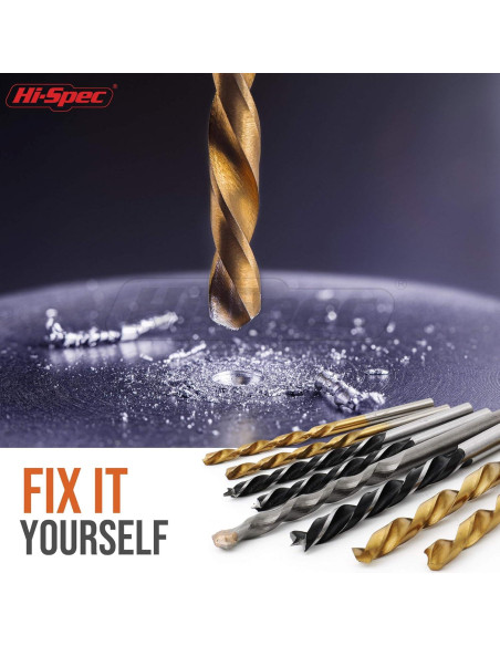 Juego de Brocas Hi-Spec 130pc 11 Tamaños 1.59mm a 9.53mm