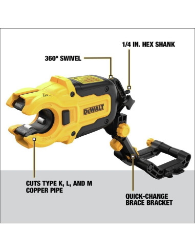 Cortadora de Tubos de Cobre DEWALT IMPACT CONNECT 2,54 cm