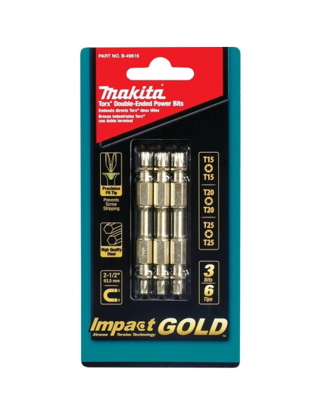 Puntas de Poder Doble Extremo Torx Makita B-49616 - 3 Pzas