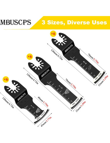 Juego de 18 Hojas de Sierra Oscilante MBUSCPS 12,07 cm